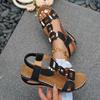 Sandali da Donna Estivi con Zeppa e Bocca di Pesce Fibbia Metallica Elastici Slip-On Scarpe alla Moda da Donna Taglie Forti