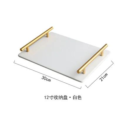 Imitation marble textured ceramic tray Skincare products, jewelry storage tray Dressing table storage ornaments Bathroom tray
