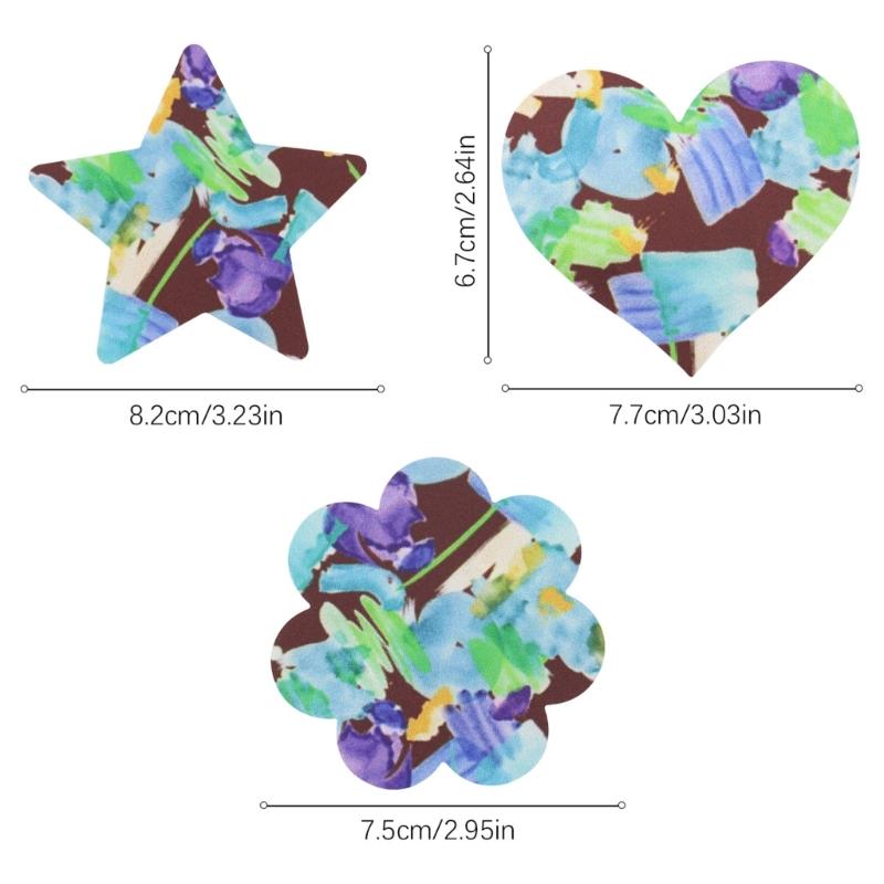 2Pcs Women Graffiti Pattern Disposable Nipple Covers Pasties Self Adhesive Satins Breast Petals Sticker for Party Outfit