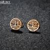 Vintage Tree of Life Stainless Steel Earrings for Women Fashion Norse Mythology Yggdrasil Jewelry World Peace Ear Studs Gift