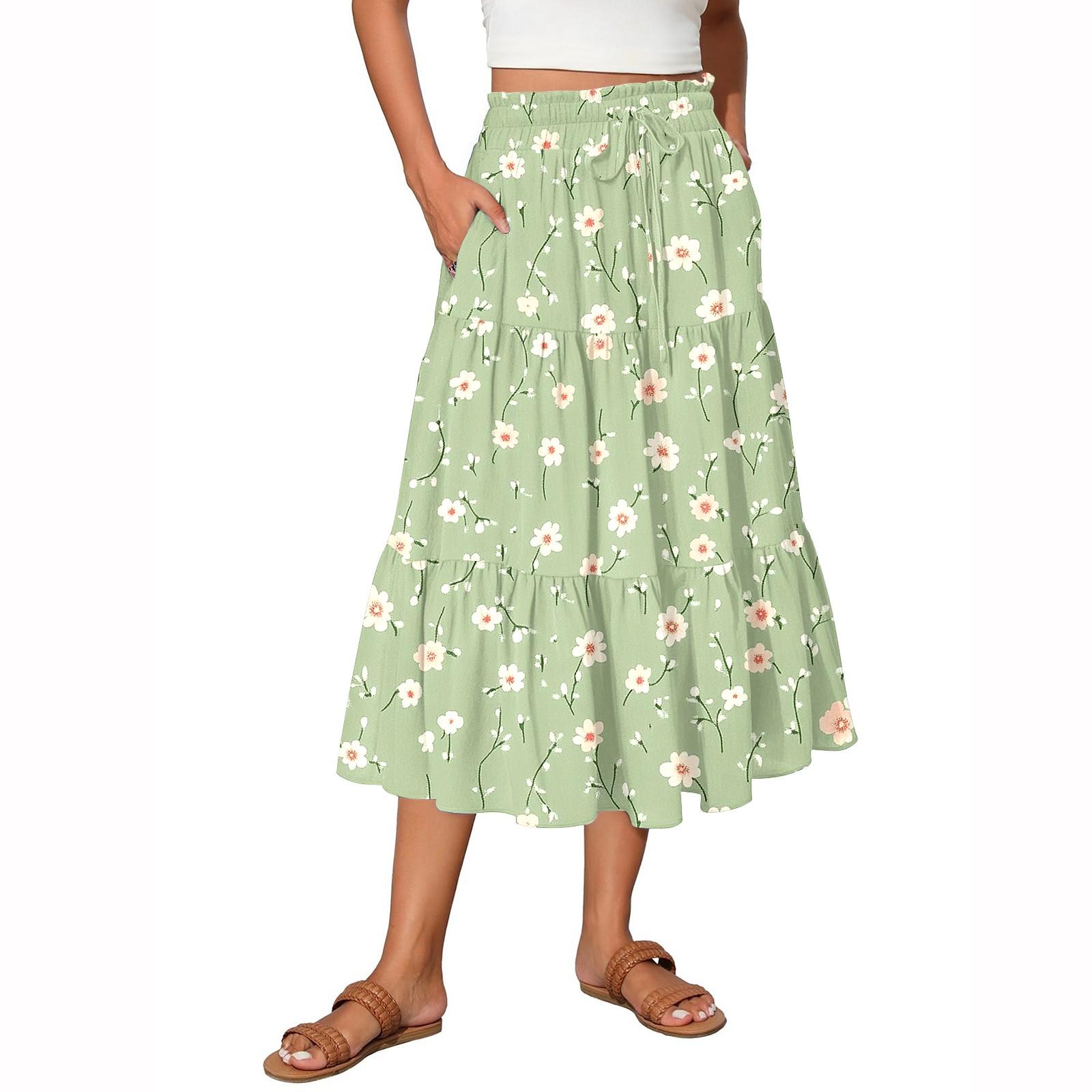 

Женские струящиеся расклешенные юбки-макси с оборками и эластичным поясом, элегантные многослойные длинные юбки в стиле бохо L