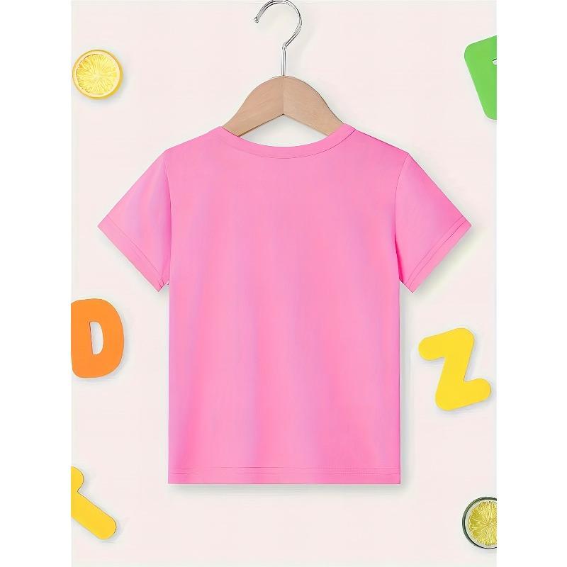 European Size Girls Summer Casual Short Sleeved T Shirt Roller Skates and Letter Print
