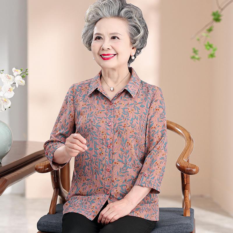 

Women s Mid-Sleeve Shirt for Seniors - Perfect for Spring and Summer (70-80 Years) 4XL (135-150 jin) рожевий