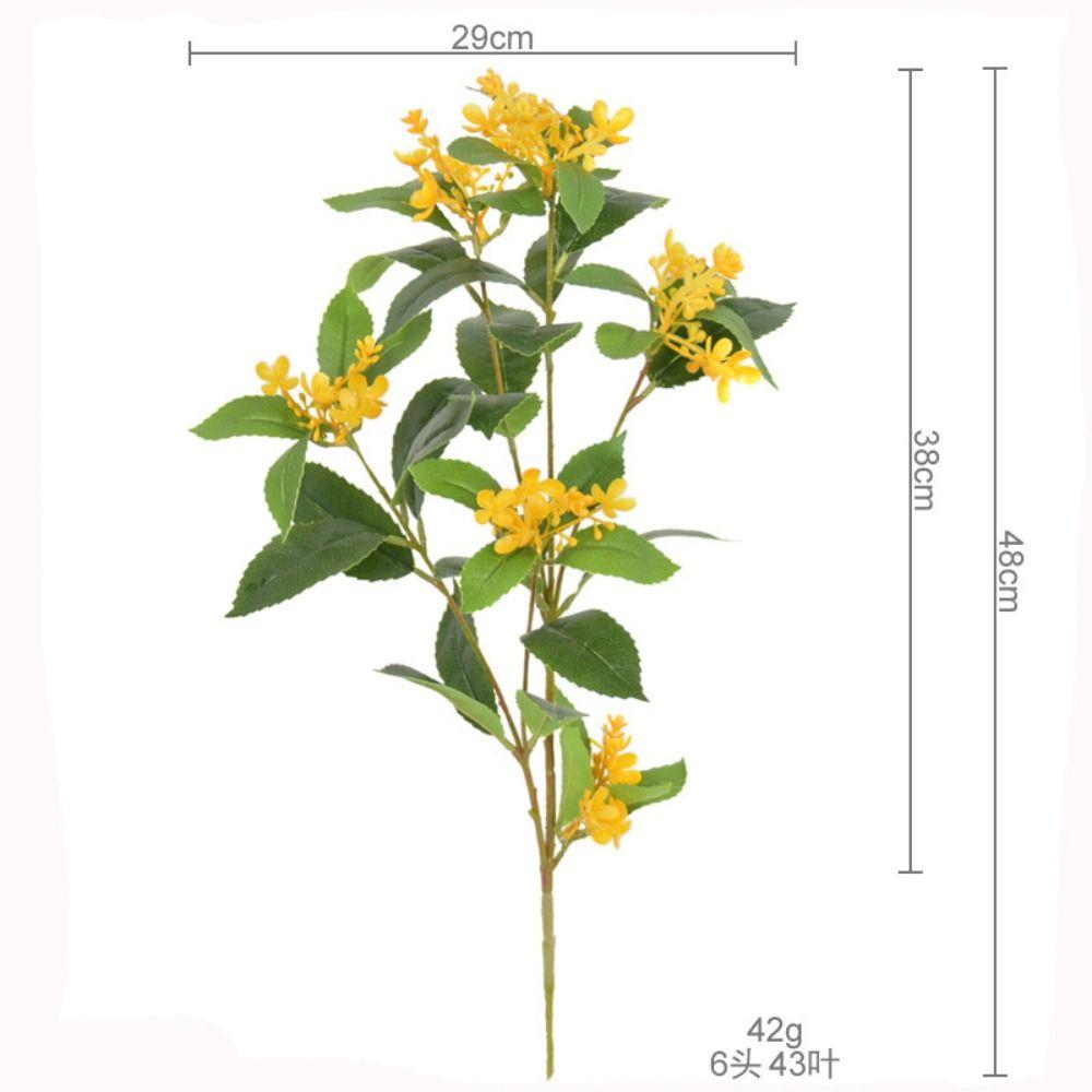 Yellow Flower Osmanthus Artificial Flower Green Leaves Garden Decorations Osmanthus Leaves Branches Photo Props Fake Flowers