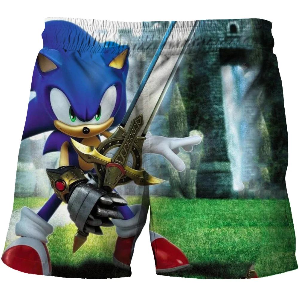 2025 Pantaloni de plajă MINISO pentru copii 4-14A Pantaloni scurți Sonic 2 Fete Băieți Pantaloni Harajuku Pentru Copii Imprimeu Desene Animate 3D Pantaloni Kdis