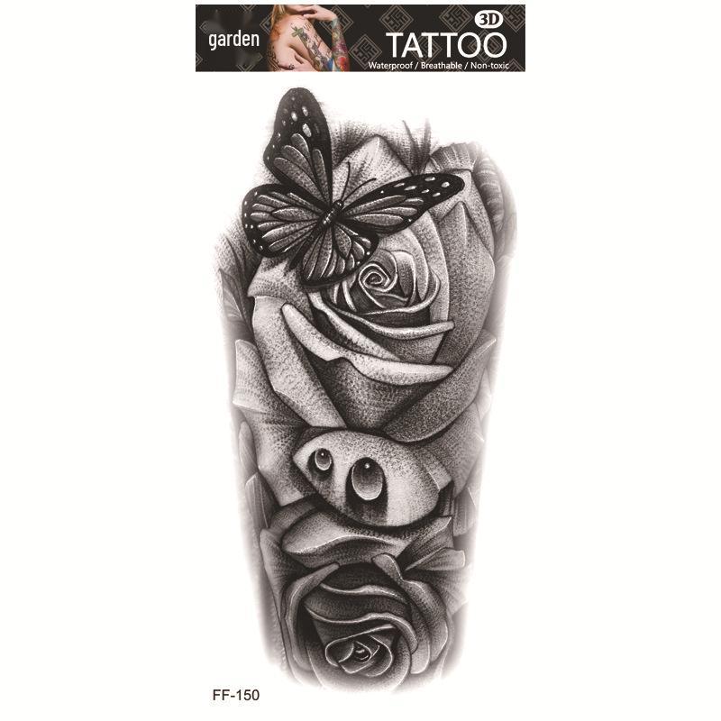 Adesivi per Tatuaggi Yuanhua Impermeabili con Totem Testa di Lupo e Testo Arabo
