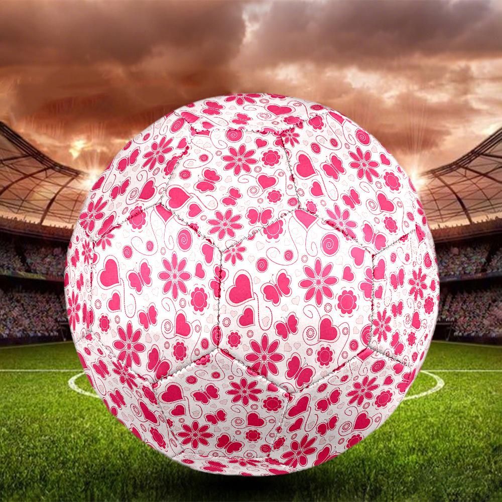 1PC Pink Floral Butterflies Soccer Ball Size 5 Football Machine Sewn Indoor/Outdoor Universal Football A48