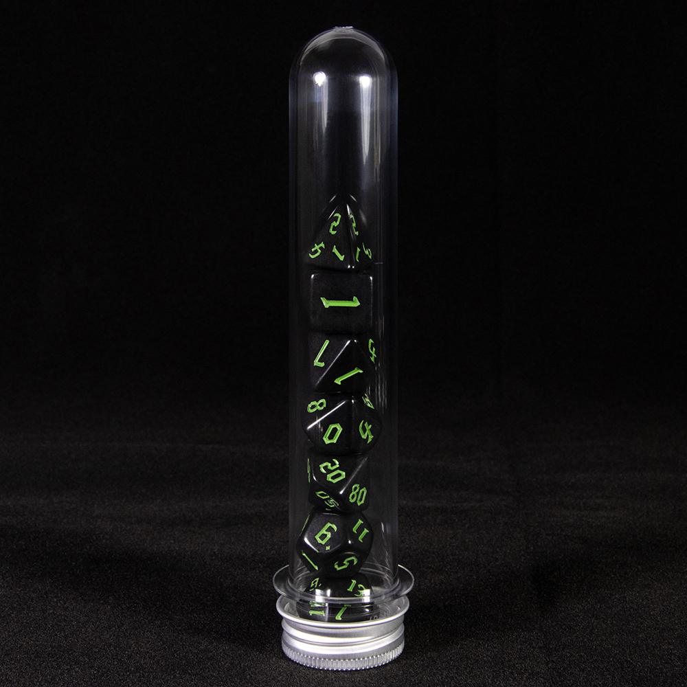 

DND кубики 7 шт./набор непрозрачных многогранных кубиков с трубкой для игры DND настольная доска рулон игр зелёный