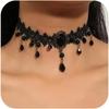 1PC Halloween Black Lace Necklace Court Gothic Personalized Black Gemstone Suitable for Party and Festival Gifts