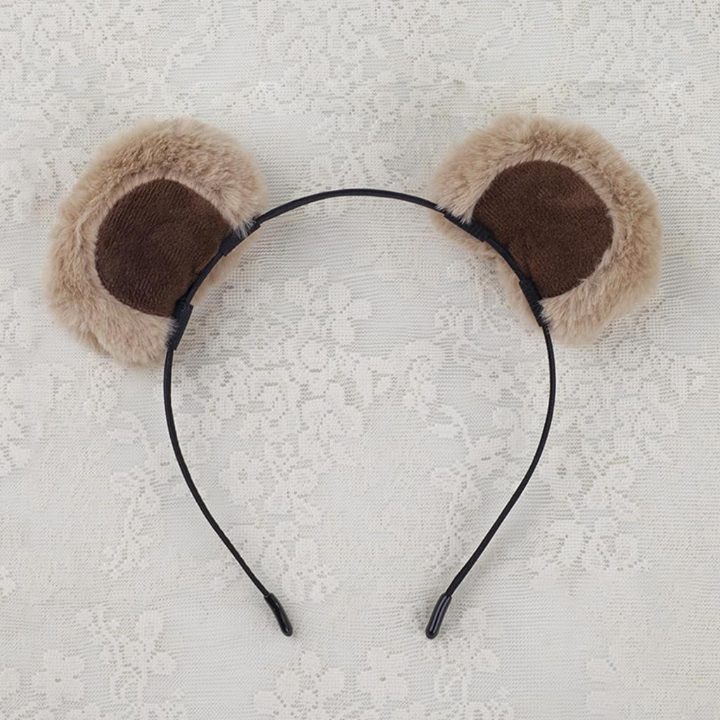 Brown Ears Headband Adjustable Cute Fuzzy Funny Ears Hairband Bear Costume Accessories for Kids Teens Women Holiday Christmas