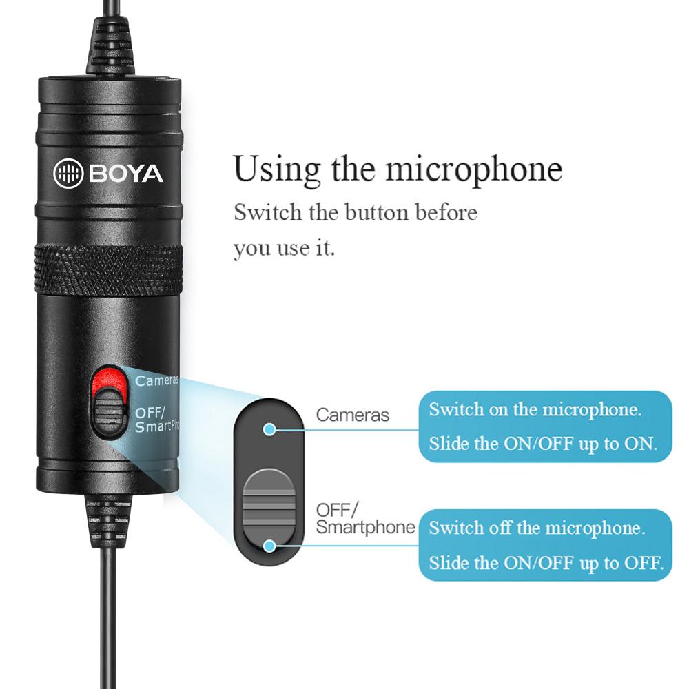 BOYA BY-M1 Omnidirektionales Lavalier-Mikrofon, Ansteck-Kondensatormikrofon mit 3,5-mm-Stecker für DSLR-Kamera, Camcorder, Smartphone, PC