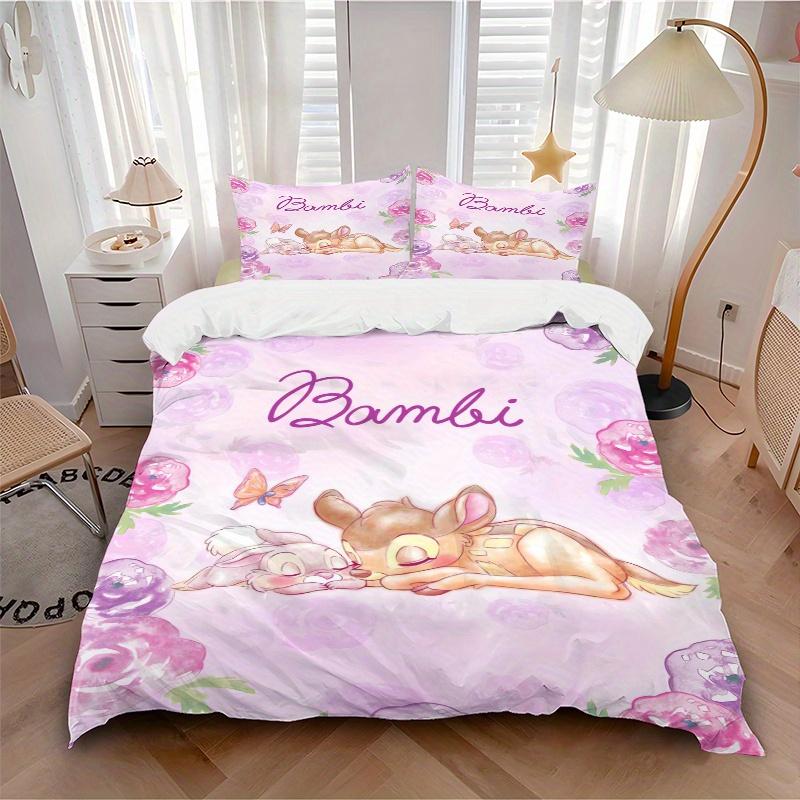 3pcs Bambi & Thumper Pattern Bedding Three-Piece Set (1 Cover + 2 Pillowcases, No Fillings), This Printed Bedding Set Is Soft and Comfortable, Su
