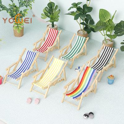 Small Foldable Beach Lounge Chair Model, 1:12 Dollhouse Miniature Furniture for Micro Scene Decor