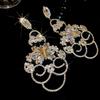 European and American diamond-set metal wind splicing flower earrings light luxury high-end earrings fashionable versatile personalized earrings