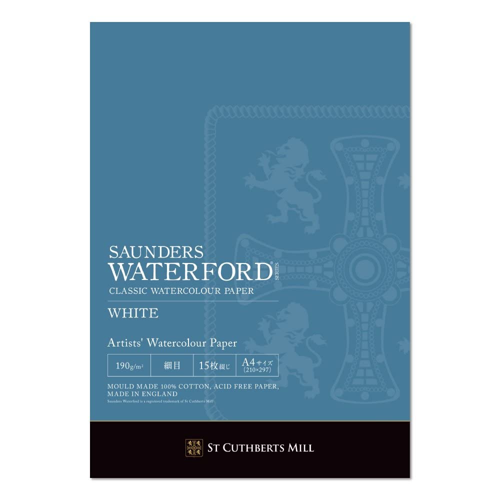 

Папір для акварелі Holbein Waterford Білий Дрібнозернистий 190г Формат А4 Блок на верхньому склеюванні 15 аркушів Обкладинка 270972 WHT-A4 білий