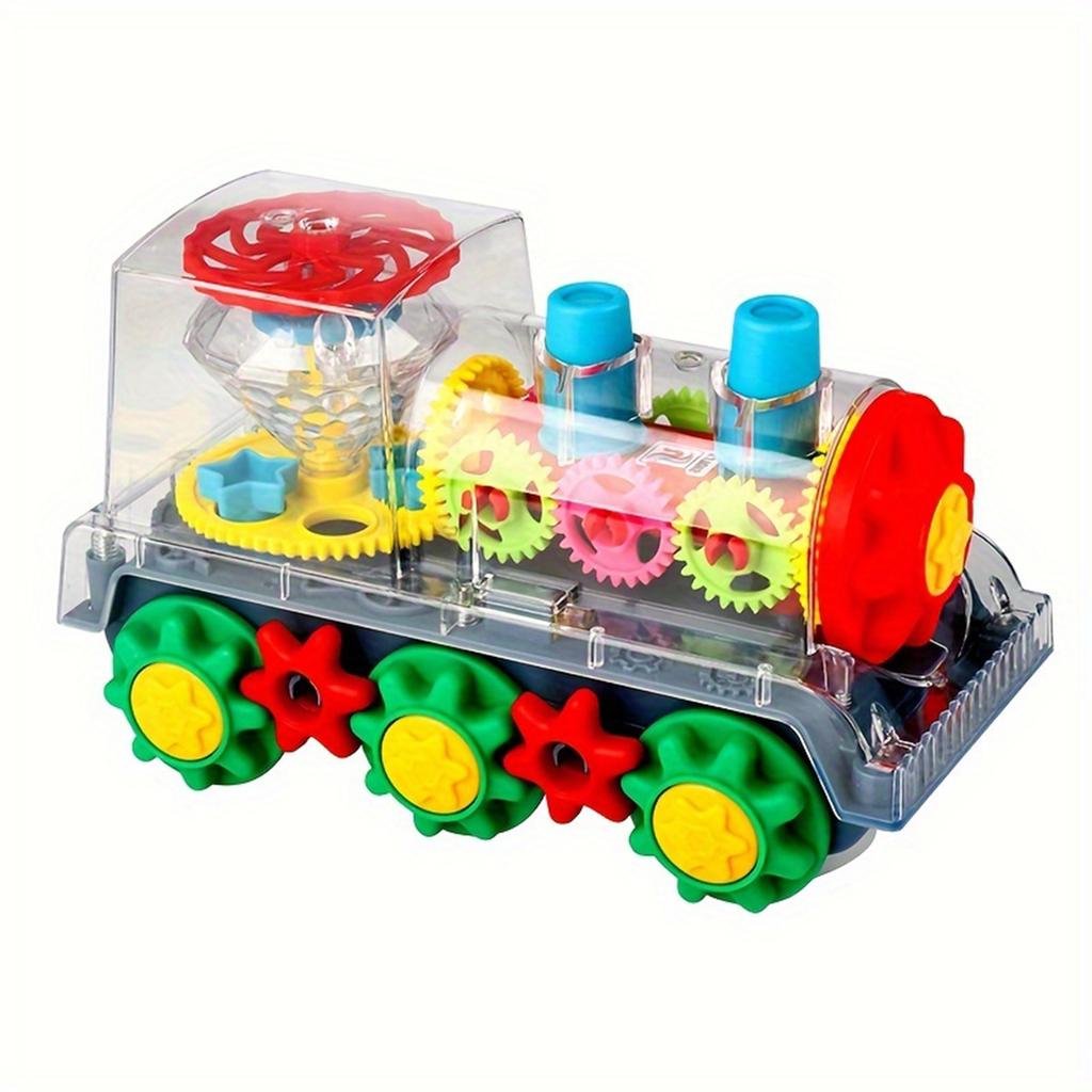 Transparent Small Train Gear Linkage Light Music Toy