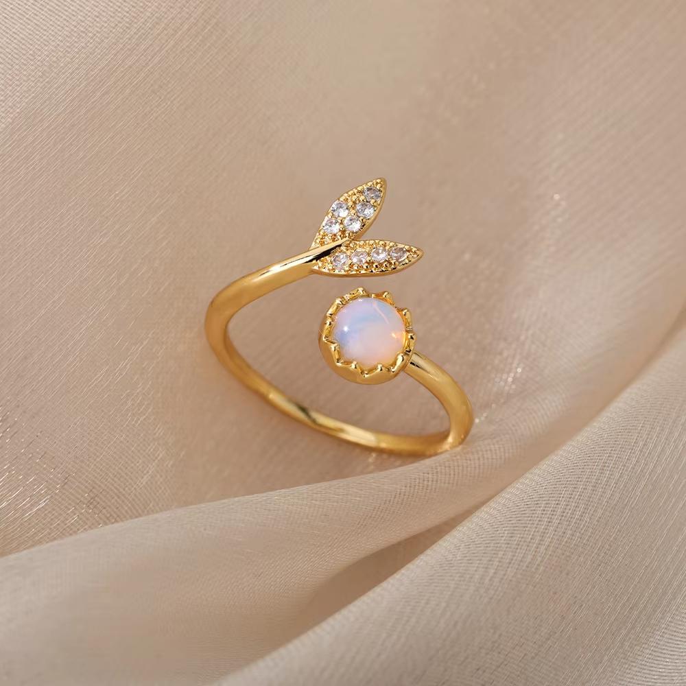 Luxury Zircon Geometric Rings For Women Stainless Steel Gold Color Open Ring Trendy Wedding Party Aesthetic Jewerly Gift Femme