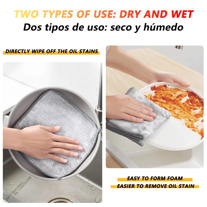 Magic Cleaning Cloth Multipurpose Wire Miracle Cleaning Cloth Innovative Dishwashing Net Hand Towel for Kitchen Dishwashing Grid