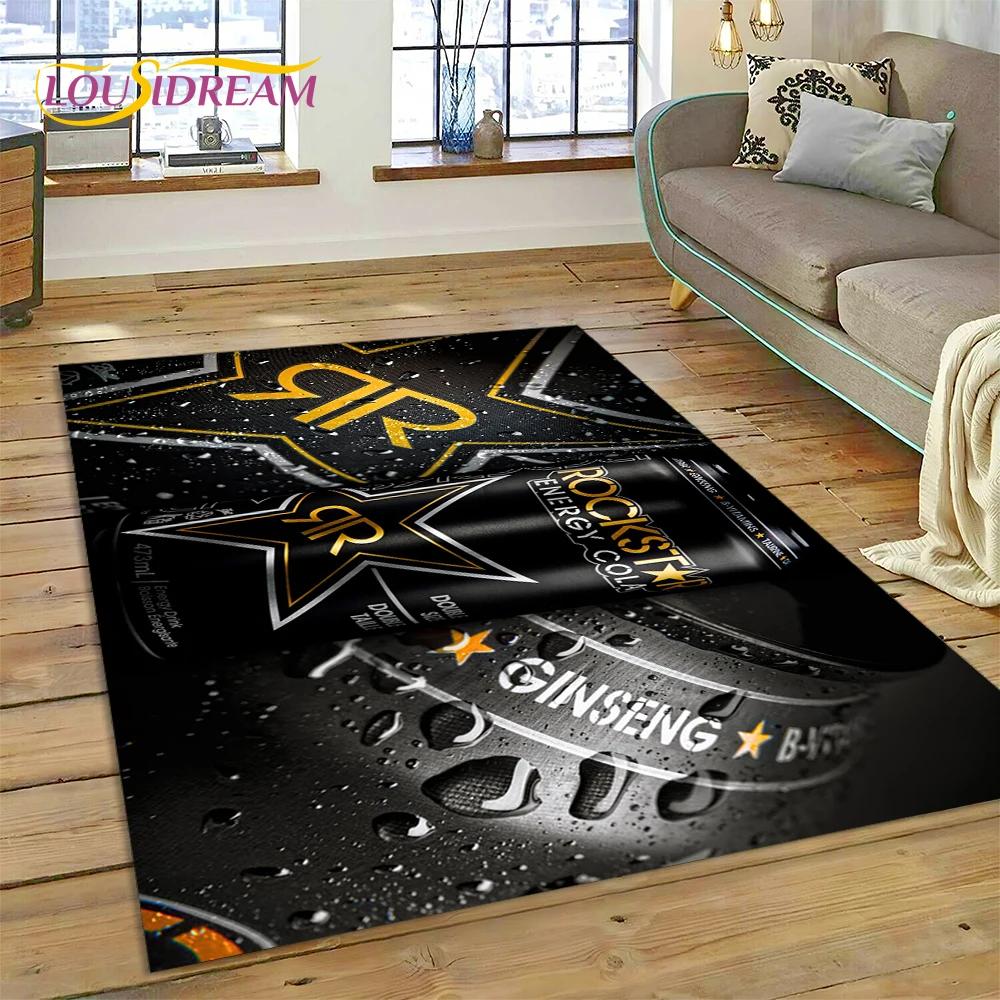 3D Rockstar Energy Logo Sport Carpet Rug for Bedroom Living Room Home Sofa Decoration,Children Game Large Decor Floor Mat Gift