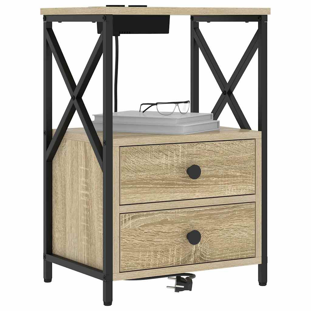 Nightstand Set 2 pcs Sonoma Oak Finish 40 x 31 x 60 cm Engineered Wood