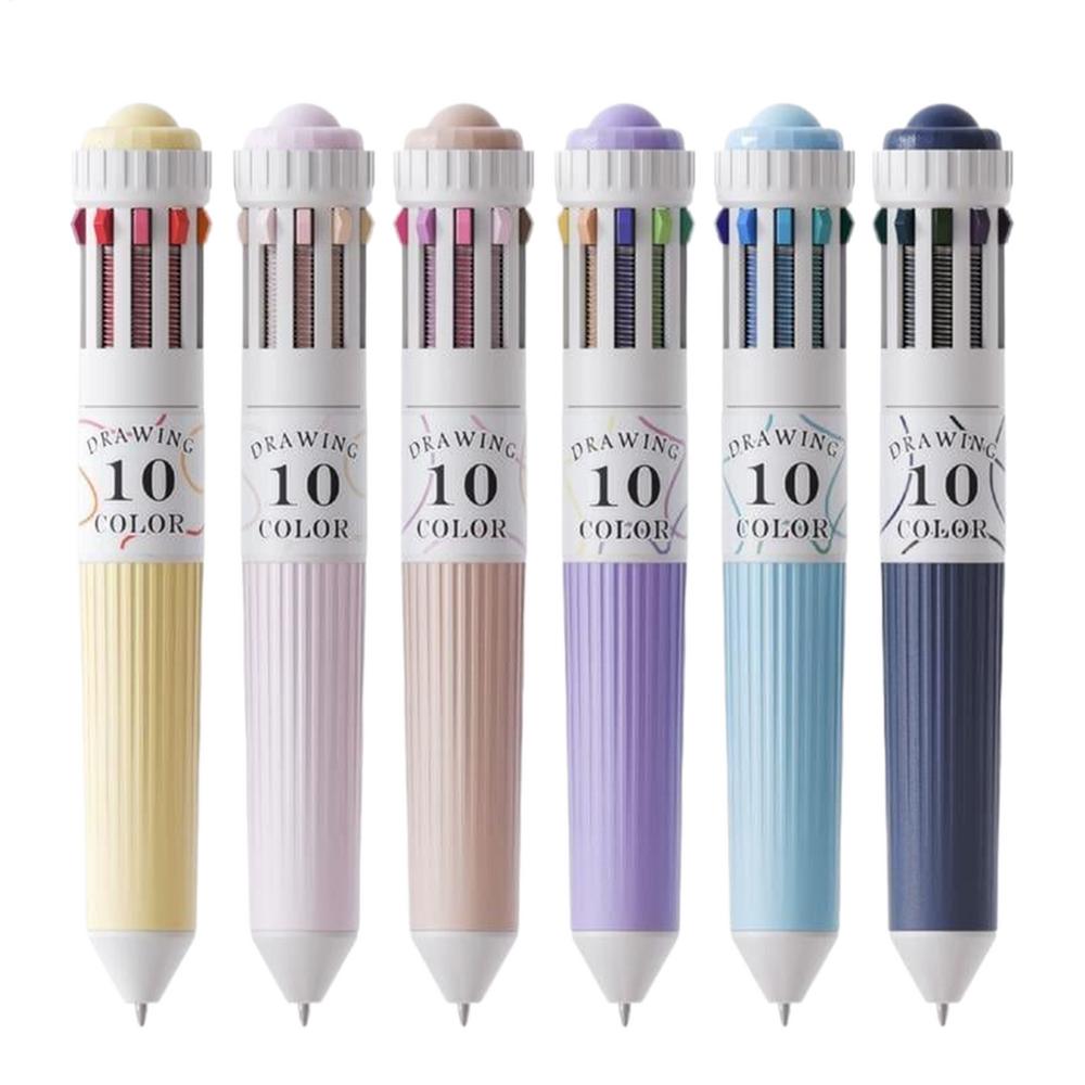 Multicolor Pens 60Colors 10-in-1 Colored Ballpoint Pen 0.88mm Fine Point Smooth Writing Retractable Ballpoint Pens