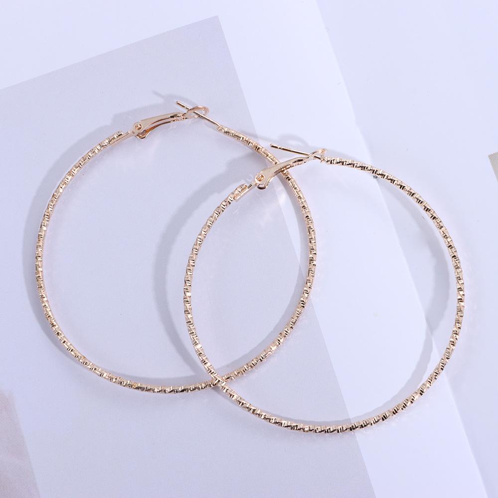 Simple Geometrical Gift Party Jewelry Hoop Earrings Shiny Print Big Circle Earrings