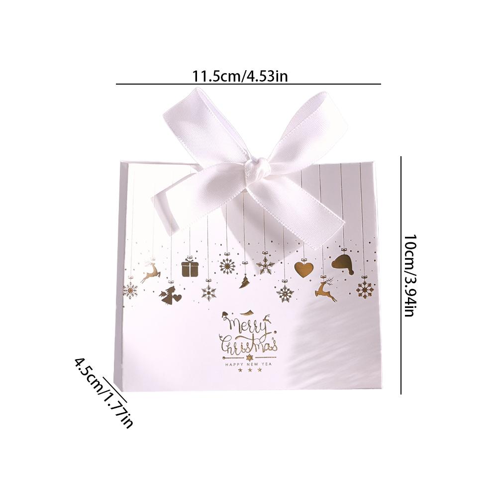 10PCS Christmas Gift Paper Bags For Candy Cookie Nougat Packaging Christmas Candy Box With Handles Holiday Party Decorations