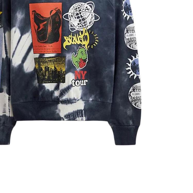 Coach SS24 Tie-Dye Pattern Letter Print Crew Neck Pullover Long Sleeve Sweatshirt Men sweatshirt Blue CT027-BAW