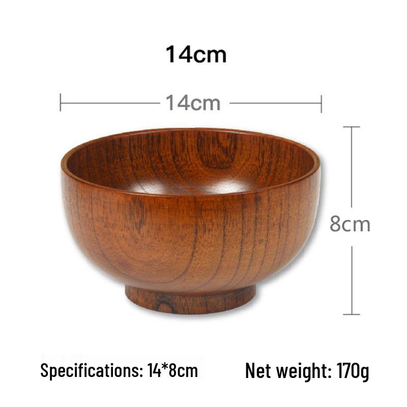 Japanese Jujube Wood Bowl for Adults & Kids, Solid Wood Noodle Bowl, Versatile Home Tableware