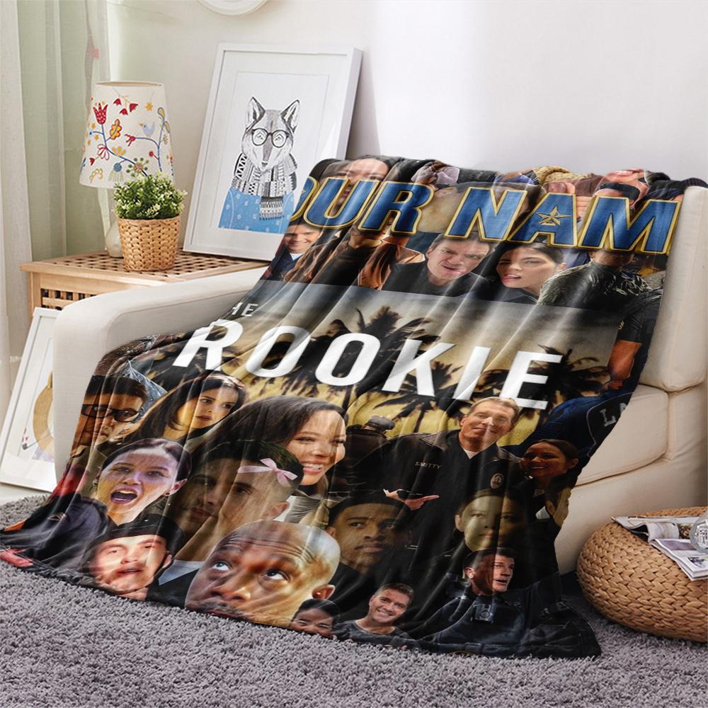 1PC Custom Name The Rookie Patterned Flannel Blanket Suitable For All Seasons for Home Decor Warmth and Comfort Gifts Holiday Present