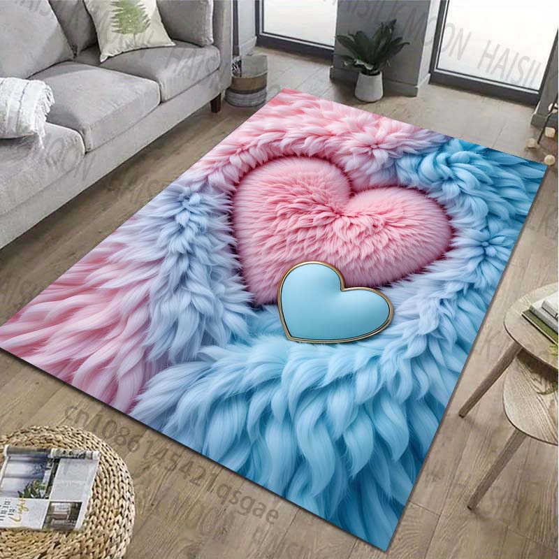 Plush Love Heart Printed Carpet for Living Room Bedroom Bedside Bathroom Floor Mat Area Rugged Sofa Mat Home Decor for Gifts