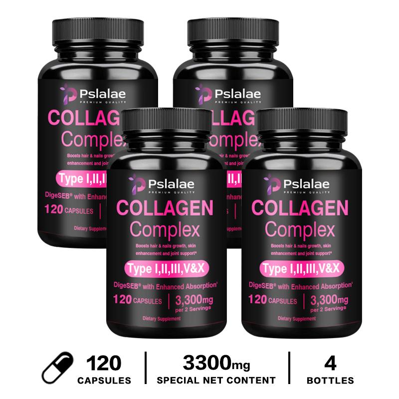 Premium Compound Collagen Capsules, Containing Hydrolyzed Collagen Peptide Extract, 3300 Mg, Suitable for Adults.