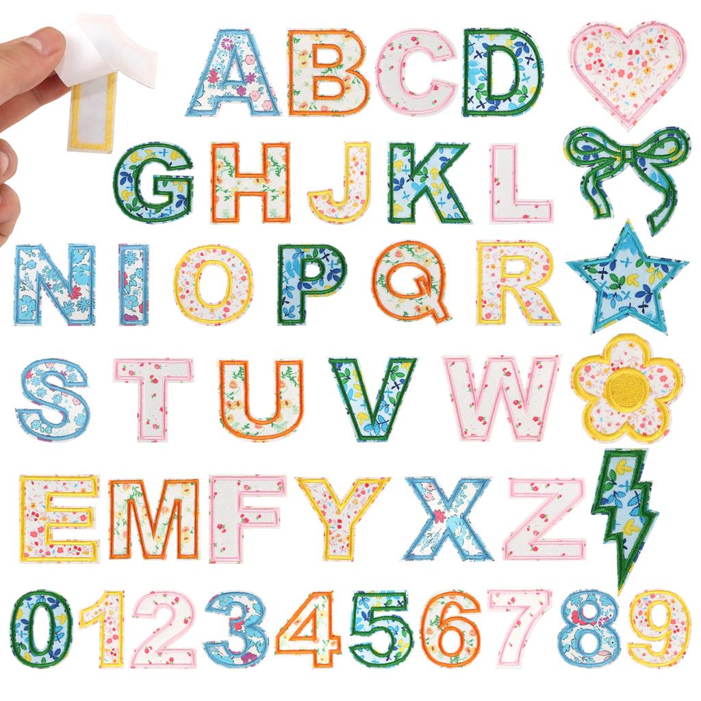 26pcs A-Z English Letter Glitter Pearls Rhinestone Patches Repair Embroidered Sew on Appliques,Patches for DIY Clothes Bags Hats