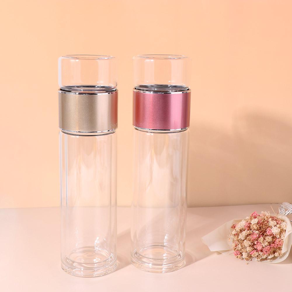 Borosilikatglas Tee-Wasser-Trennflasche 304 Edelstahl Handlich Tragbare Flasche Paar
