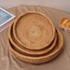 ZISIZ Rattan Woven Hexagonal Fruit Basket & Plate Set