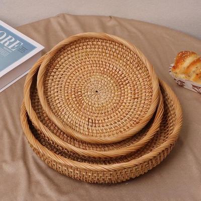 ZISIZ Rattan Woven Hexagonal Fruit Basket & Plate Set