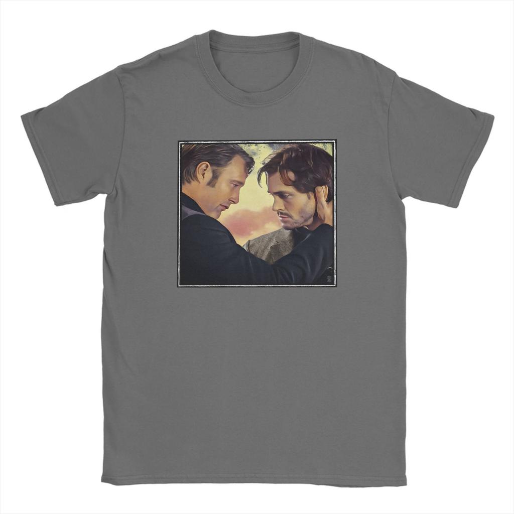 Hannibal und Will Hannigram Sonnenuntergang T-Shirts für Herren Reine Baumwolle Kreative T-Shirts Rundhals Hannibal T-Shirt Kleidung