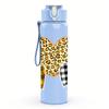 1PC Leopard Buffalo Plaid Heart Combo 750ml Color Plastic Sports Water Bottle Leakproof Flip Straw Lid Suitable for Sports Office Home Use