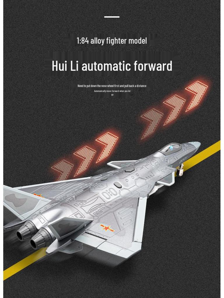 1:84 J-20 Stealth Fighter Alloy Model Toy with Sound & Light, Pull-Back Action, Folding Wings