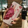 Durable Wristband Phone Case For HTC Desire 20 Plus/D20+ Lanyard Back Cover Shockproof Flower Soft case Fashion Design
