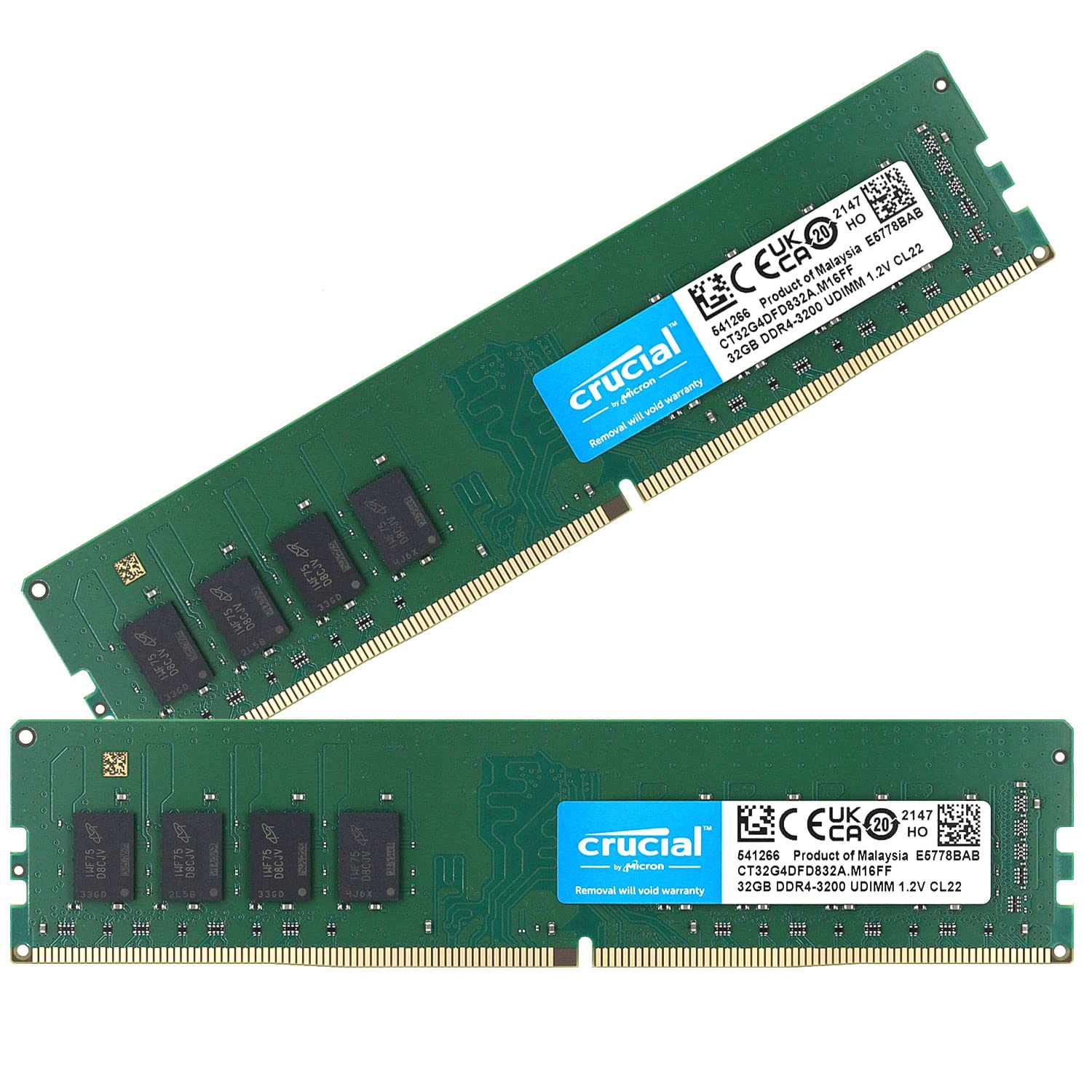 

Crucial Desktop Memory 64GB UDIMM CT32G4DFD832A PC4-25600 (DDR4-3200) (32GBx2) [Item]