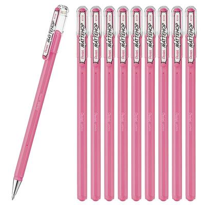 Pentel Ballpoint Pen, Color Matte Hop, Light Pink, 10 Pens, K110-VP3