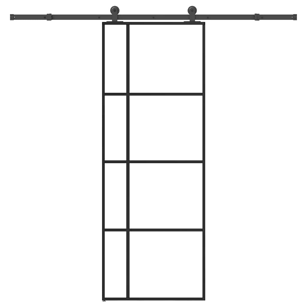 Vidaxl Drzwi Przesuwne Z Osprzętem, Szkło Esg I Aluminium, 76X205 Cm