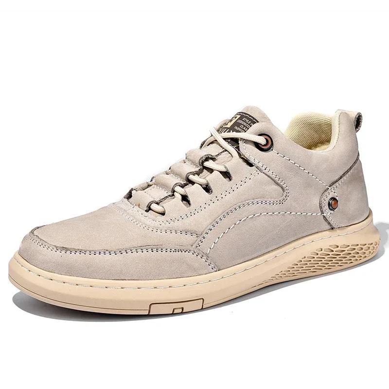 2025Męskie buty ze skóry naturalnej sznurowane Trend Wygodne buty męskie outdoor Moda brytyjska Męskie sneakersy typu high top Mokasyny męskie