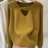 Autumn and winter new sweater women's lazy style retro hollow knitted sweater with gentle bottoming shirt top