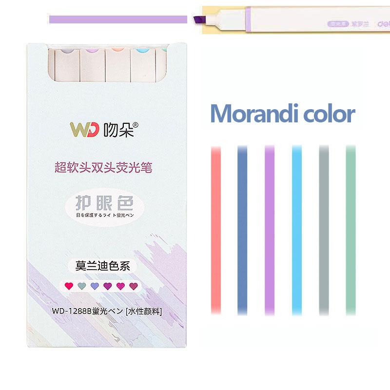 6-teiliges doppelseitiges Textmarker-Set, Kawaii-farbige Manga-Marker, Pastell-Briefpapier, Scrapbooking, Schulbedarf