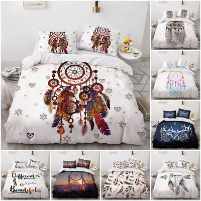 Home Textiles 3D Digital Printing Alphabet Set Fantasy Feather Mantu Bedding Three-Piece Set