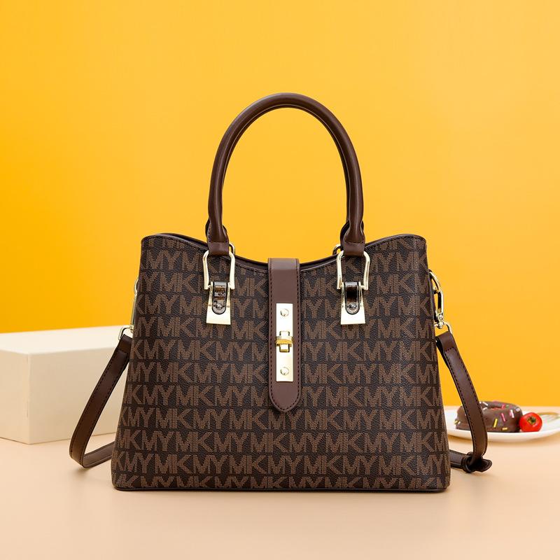 

Новая модная женская сумка, модная сумка-тоут с принтом букв, ретро, большой вместимости темно-коричневого