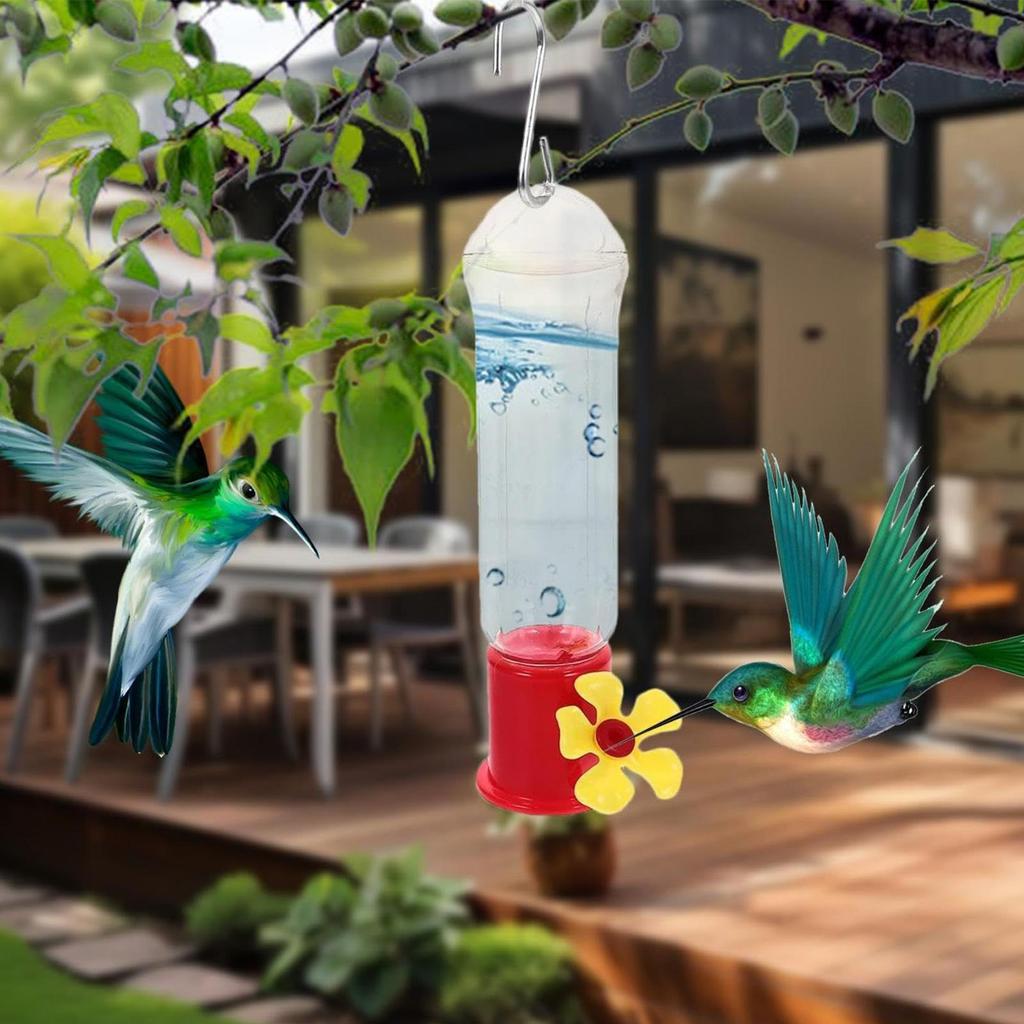 Hummingbird Feeders for Outdoors Transparent Station 4 Piece Ant and Bee Proof Mini Hummingbird Feeder with Stainless Hooks