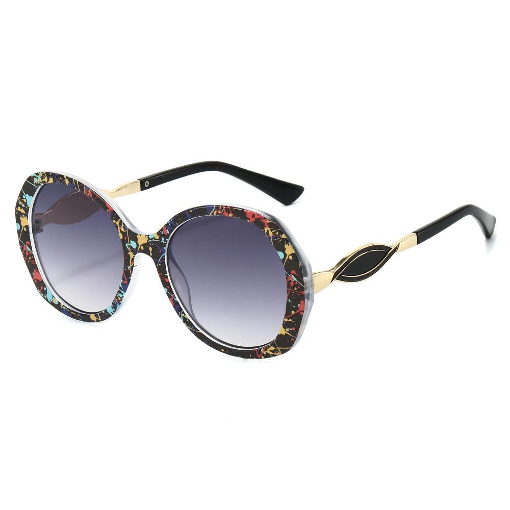 Large Round Frame Sunglasses For Women, Trendy Ins Rainbow Sunglasses, Fashionable Personalized Sunscreen Sunglasses